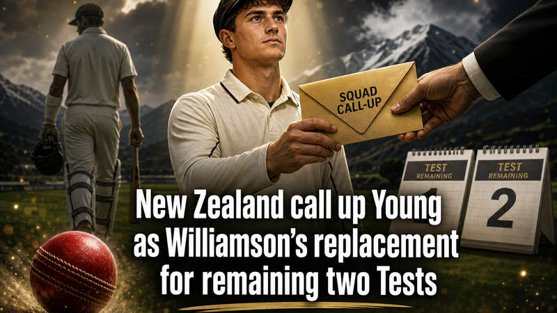 Illustration: New Zealand call up Young as Williamson's replacement for the remaining two Tests