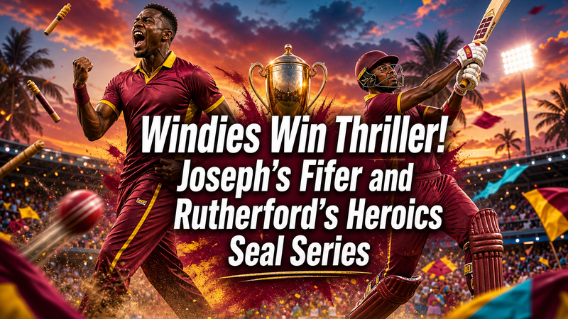 Illustration: West Indies win a thriller as Joseph's five-wicket haul and Rutherford's heroics seal the series